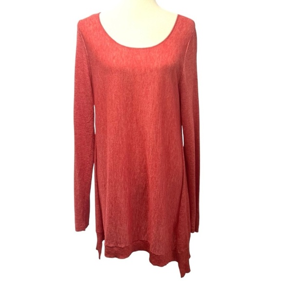 Eileen Fisher Persimmon Tencel Alpaca Scoop Neck Sweater Women’s Large FLAWED - Picture 2 of 12
